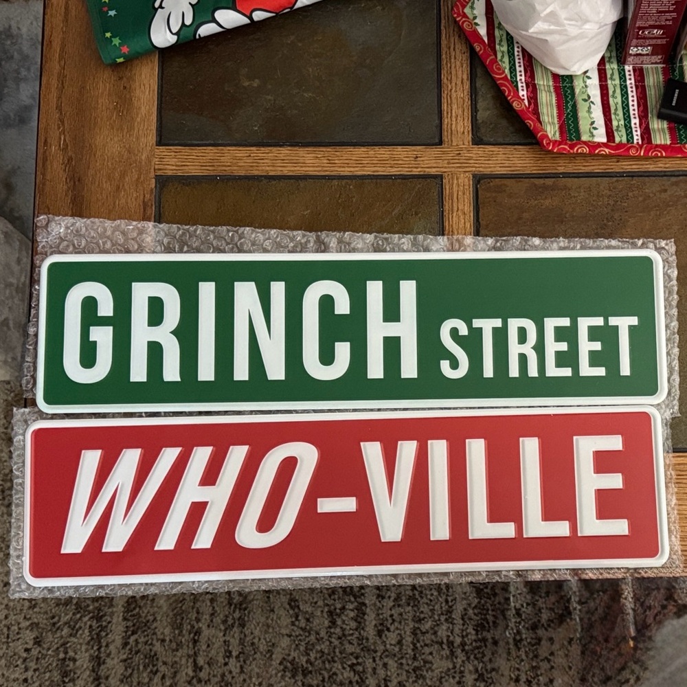 Grinch Street and Who-Ville Metal Street Sign Set